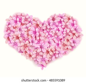 Vector floral heart pink flowers design element