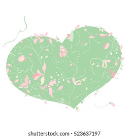 Vector floral heart for wedding or valentine day