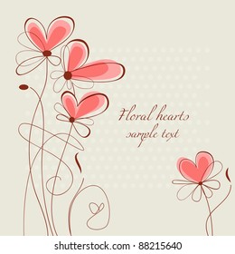 Vector floral hearts, ornament for wedding stationery