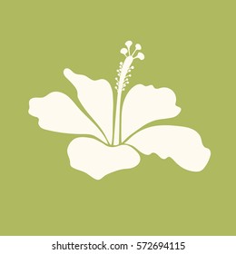 Vector floral icon in green and neutral colors. Vintage style. Tropical flower, hibiscus icon, hibiscus isolated.