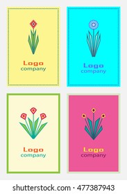 Vector floral icons and logo and emblems  design templates in outline style