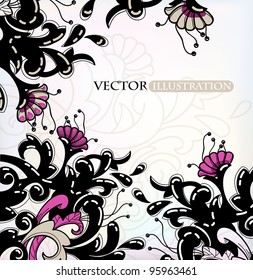 vector floral illustration of abstract black plants