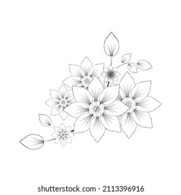 Vector floral illustration black and white background