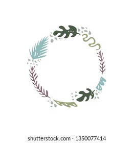 Vector floral illustration, frame or wreath, clip art scrapbook design, pastel florals set, template for logo, text place
