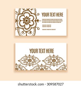 Vector floral illustration with indian ornament. Lace pattern for invitation or greeting card