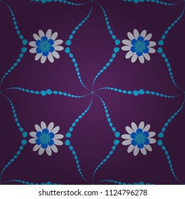 Vector floral illustration and floral seamless texture. Spring flowers seamless pattern. Flower pattern for printing or fabric. Small floral pattern in brown, blue and gray colors.