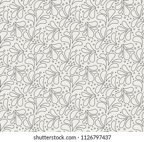 Vector Floral Illustration Seamless Wave Pattern. Abstract Modern Background.