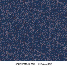 Vector Floral Illustration Seamless Wave Pattern. Abstract Modern Background.