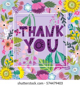 Vector Floral Illustration Thank You Stock Vector (Royalty Free ...