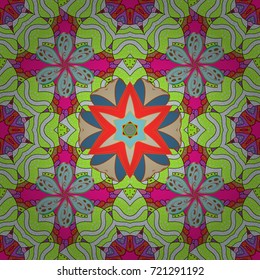 Vector floral illustration in vintage style. Gentle, spring floral on green, gray and blue colors. Tender seamless pattern with flowers. Vector illustration.