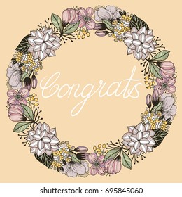 vector floral illustration of a vintage wreath