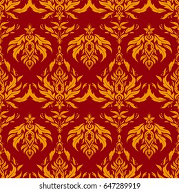 Vector floral illustration. Vivid repeating - For easy making seamless pattern use it for filling any contours. Sketch in red and yellow colors.