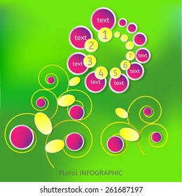 Vector floral infographic template on blurred background