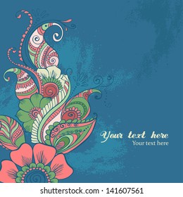Vector Floral invitation Card. Hindi Floral Ornament
