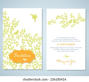 Vector floral invitation. Face and back. 