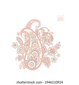 Patrón aislado de vectores florales con adorno paisley.