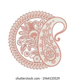 Patrón aislado de vectores florales con adorno paisley.