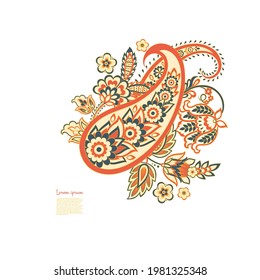 Vector Floral isolated pattern with paisley ornament.