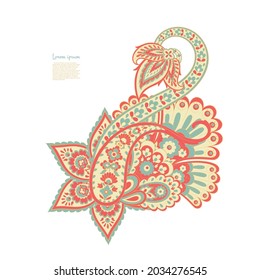 Vector Floral isolated pattern with paisley ornament.