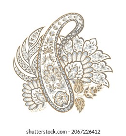 Vektor Blumenmuster einzeln mit Paisley-Ornament.