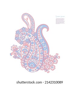 Patrón aislado de vectores florales con adorno paisley.