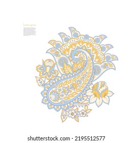 Vector Floral isolated pattern with paisley ornament