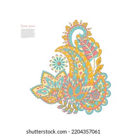 Patrón aislado de vectores florales con adorno paisley.