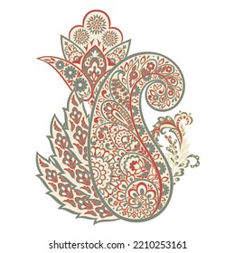 Vector Floral isolated pattern with paisley ornament.