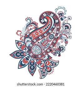 Vector Floral isolated pattern with paisley ornament.