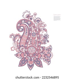Vector Floral isolated pattern with paisley ornament.