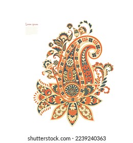Vector Floral isolated pattern with paisley ornament.