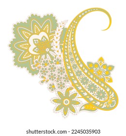 Patrón aislado de vectores florales con adorno paisley.