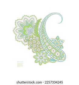 Vector Floral isolated pattern with paisley ornament.