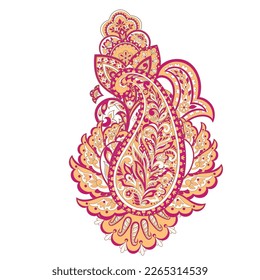 Vector Floral isolated pattern with paisley ornament.