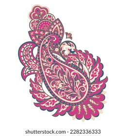 Vector Floral isolated pattern with paisley ornament.