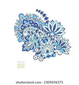 Vector Floral isolated pattern with paisley ornament.