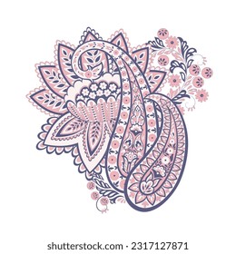 Vector Floral isolated pattern with paisley ornament.