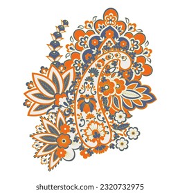 Patrón aislado de vectores florales con adorno paisley.