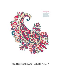 Vektor Blumenmuster einzeln mit Paisley-Ornament.