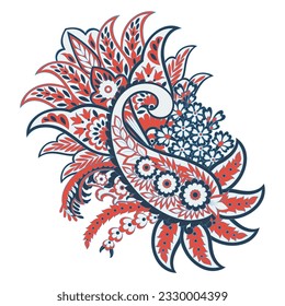 Vector Floral isolated pattern with paisley ornament.