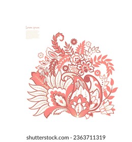 Vector Floral isolated pattern with paisley ornament.