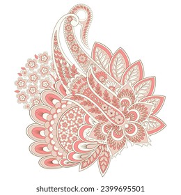 Vector Floral isolated pattern with paisley ornament.