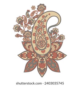 Vector Floral isolated pattern with paisley ornament.