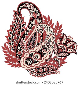 Vector Floral isolated pattern with paisley ornament.