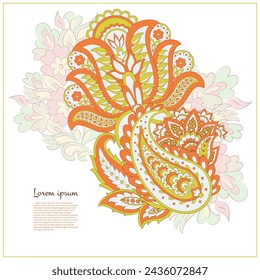 Vector Floral aislado patrón con adorno paisley.