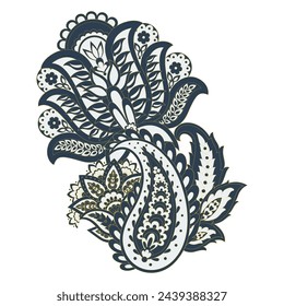 Vector Floral aislado patrón con adorno paisley.