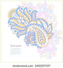 Vector Floral aislado patrón con adorno paisley.