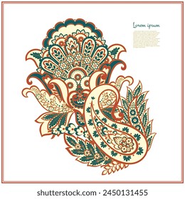 Vector Floral isolated pattern with paisley ornament.