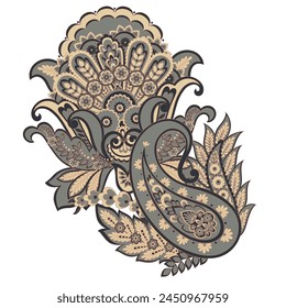 Vector Floral isolated pattern with paisley ornament.