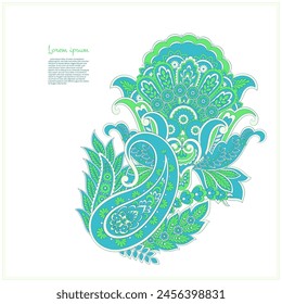 Vector Floral isolated pattern with paisley ornament.